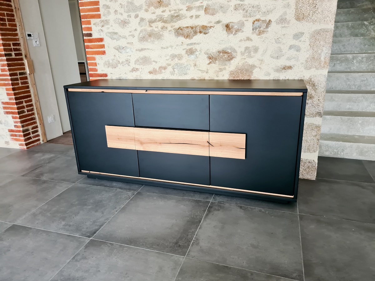 enfilade noire et bois elegance
