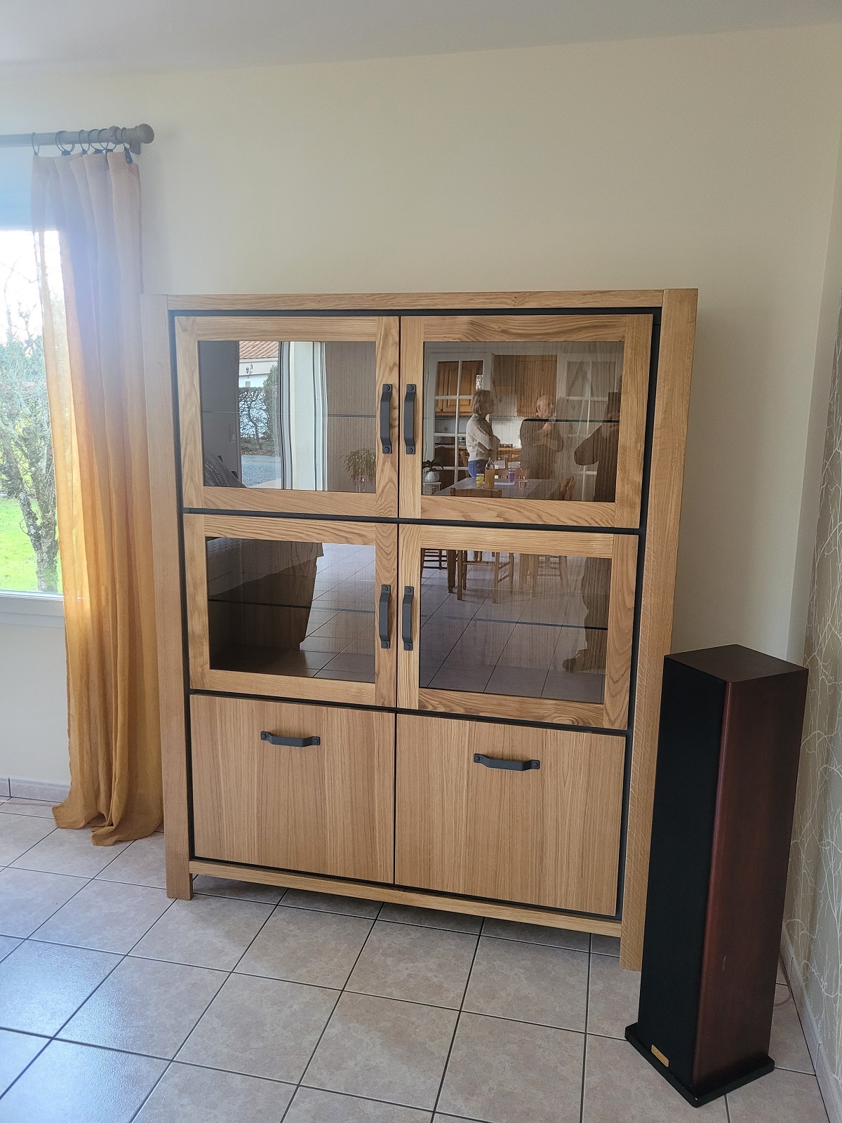 MEUBLE INDUSTRY 4 PORTES VITREES HAUT 2 PORTES BOIS EN BAS