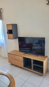 Meuble TV chêne de France plateau bois